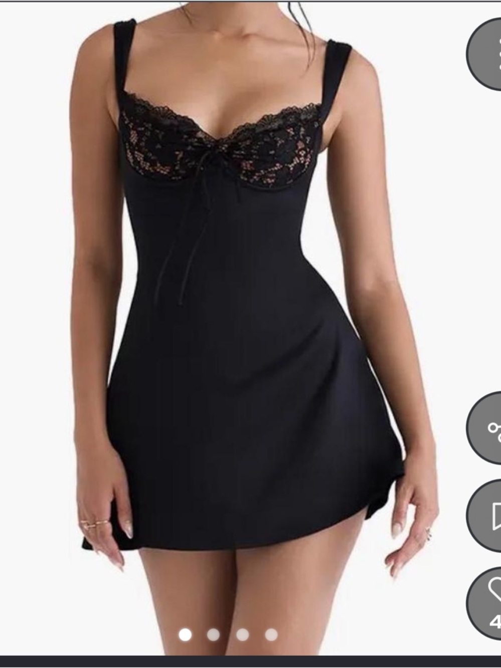 House of CB Black Lace-Trim Mini Slip Dress